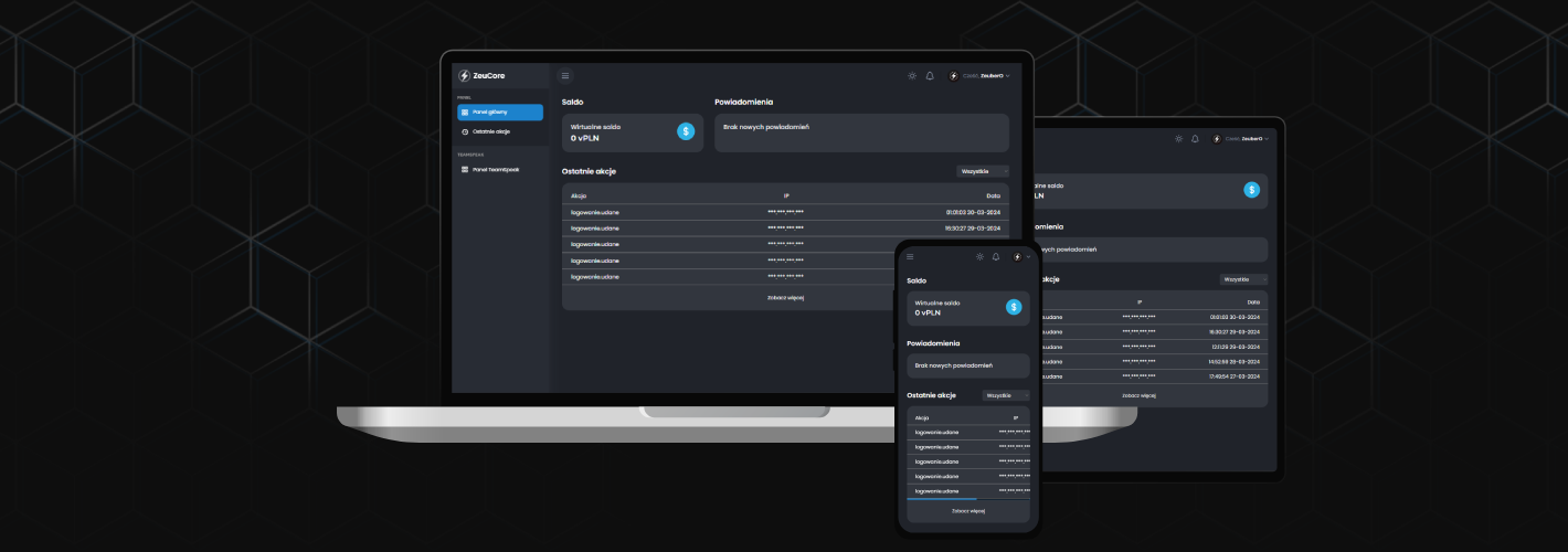 ZeuCore System v2.0.0 widok urządzeń